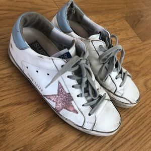 Golden goose superstar pink star glitter sneakers